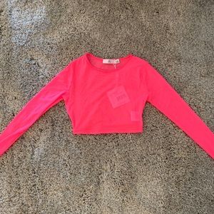 Hot pink mesh crop top
